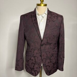 Reaction Kenneth Cole Burgundy Paisley Blazer Sport Coat - 40S